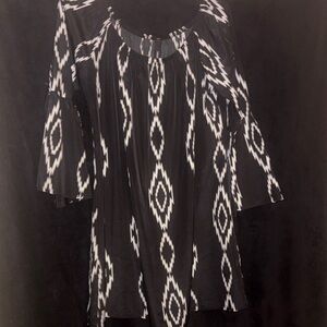 Yahada Black and White Geometric Mini dress